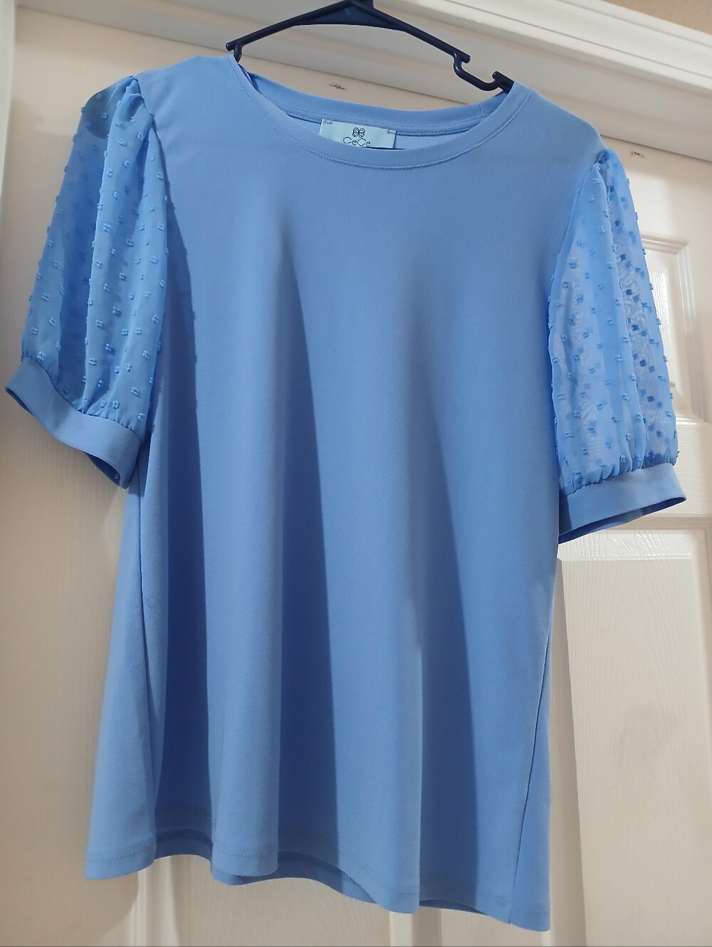 CeCe Light Blue Puff Sleeve Tee